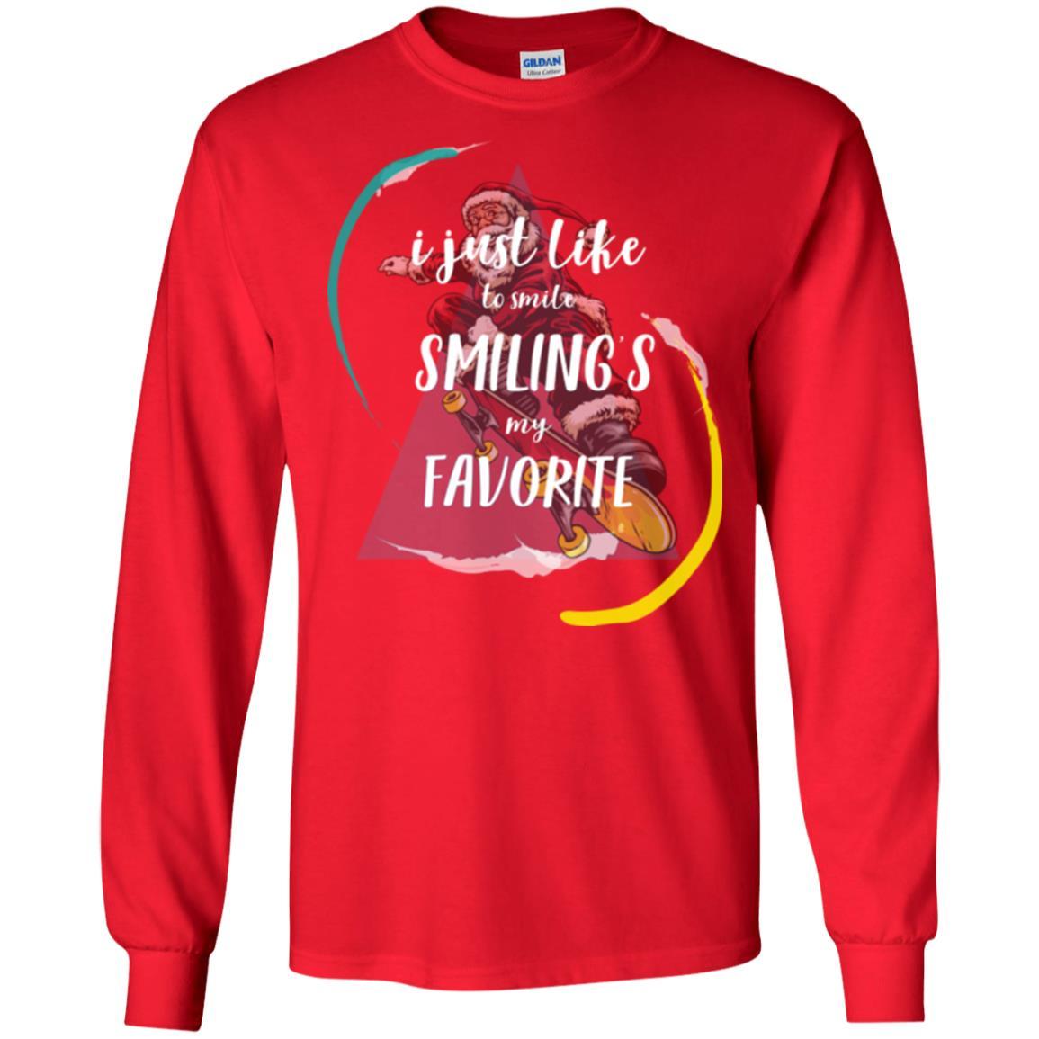 Christmas T-shirt I Just Like To Smile Smiling My Favorite Red