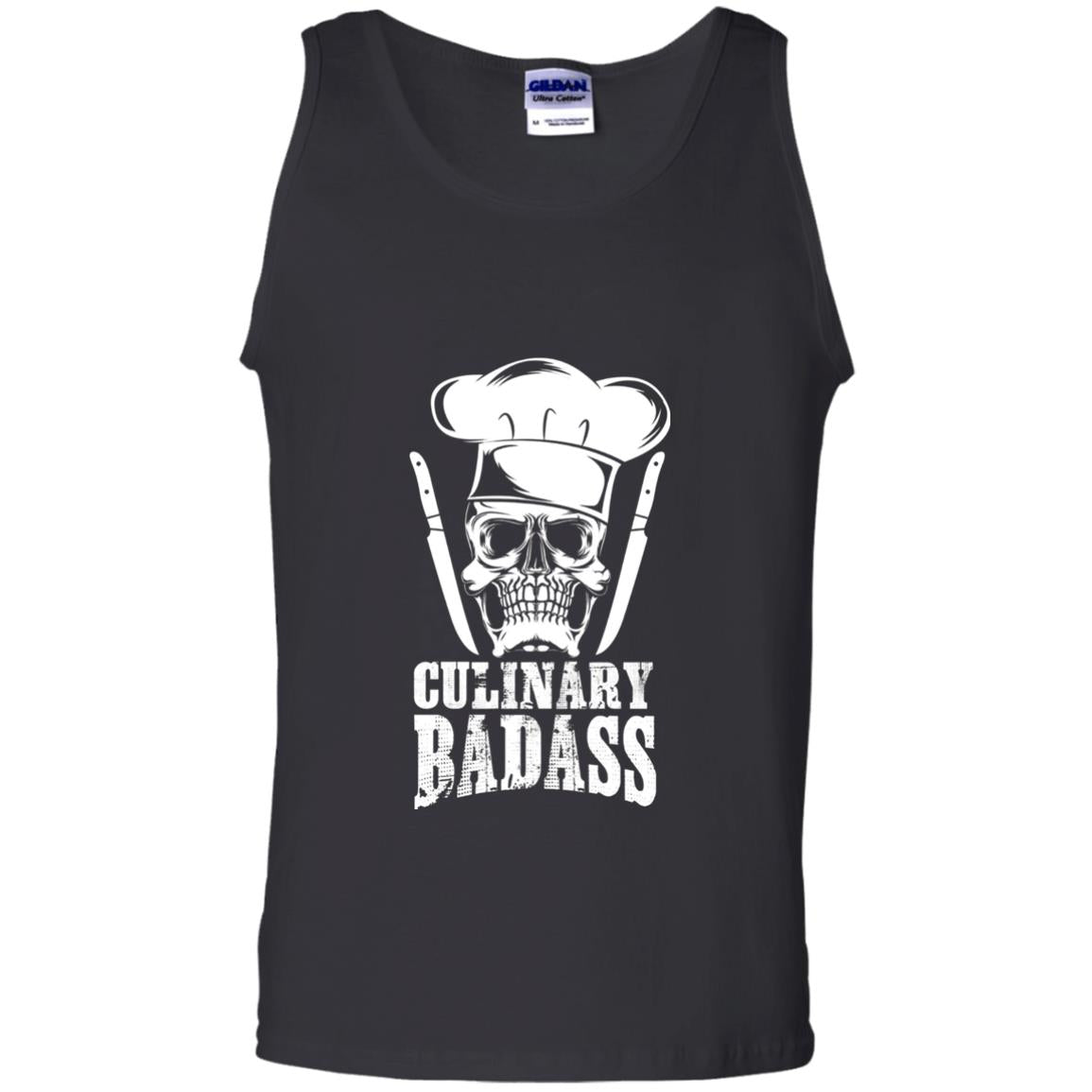Culinary Badass Funny Chef Skull Knifes Cooking Tshirt Black