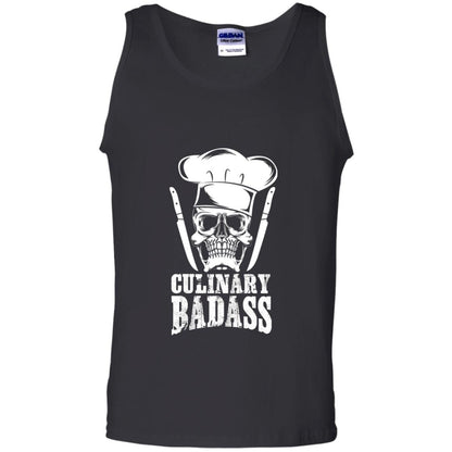Culinary Badass Funny Chef Skull Knifes Cooking Tshirt Black