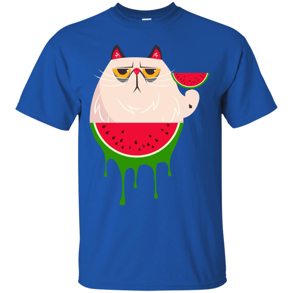 Watermelon Cat Funny Summer Melon Fruit Shirt Royal