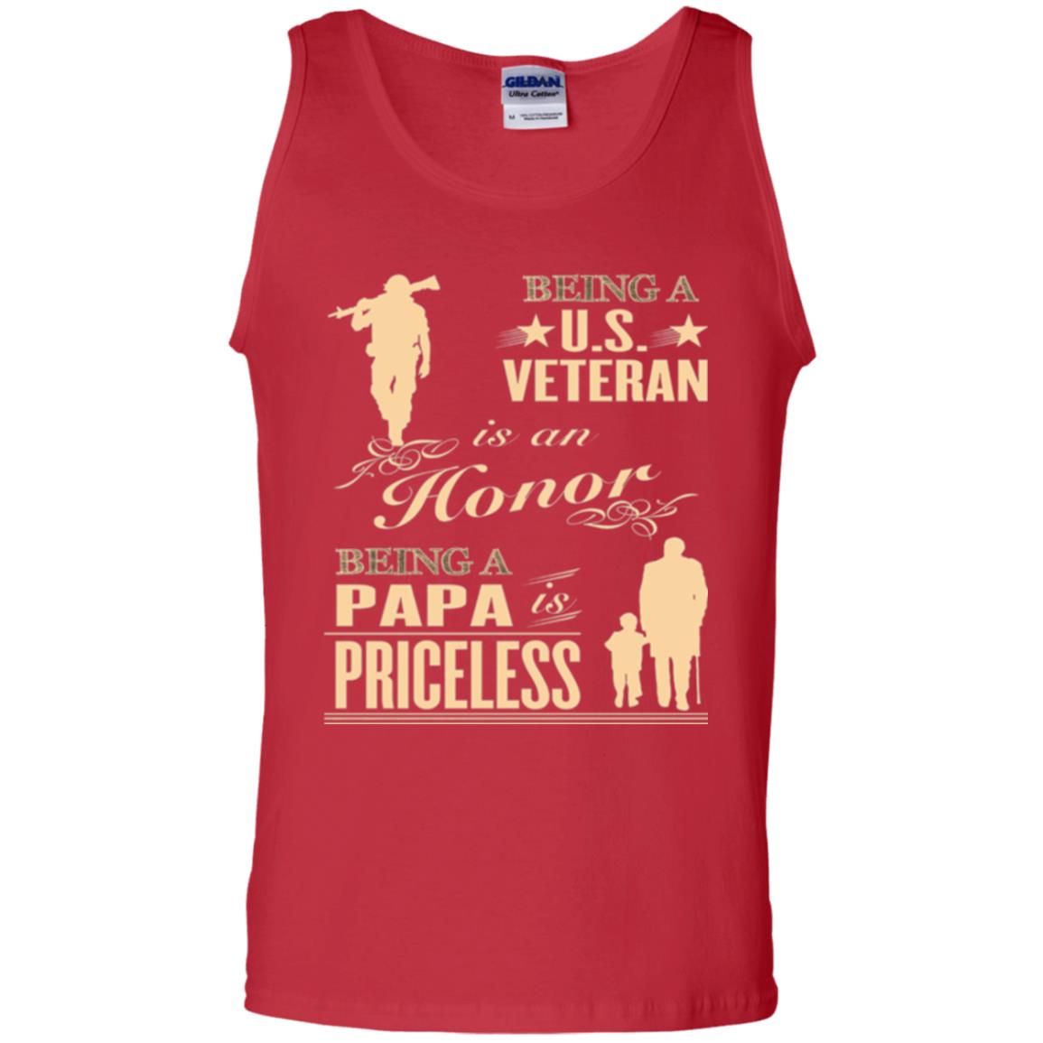 Papa T-shirt Being A U.s Veteran Red