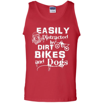 Dogs And Bikes Lover T-shirt Easily Distracted By Dirt Bikes And Dogs Red