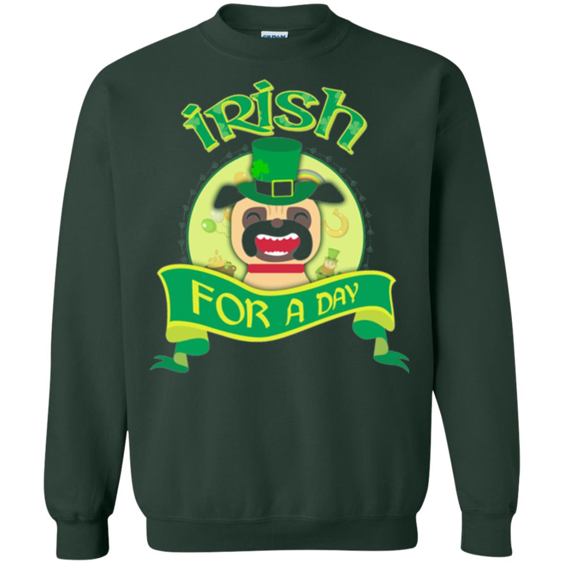 Saint Patrick_s Day T-shirt Amazing I_m Irish Pug Forest Green