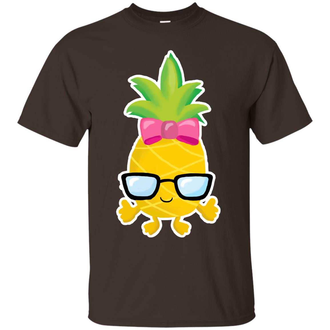 Funny Pineapple With Glasses For Girls Womens Shirt Dark Chocolate