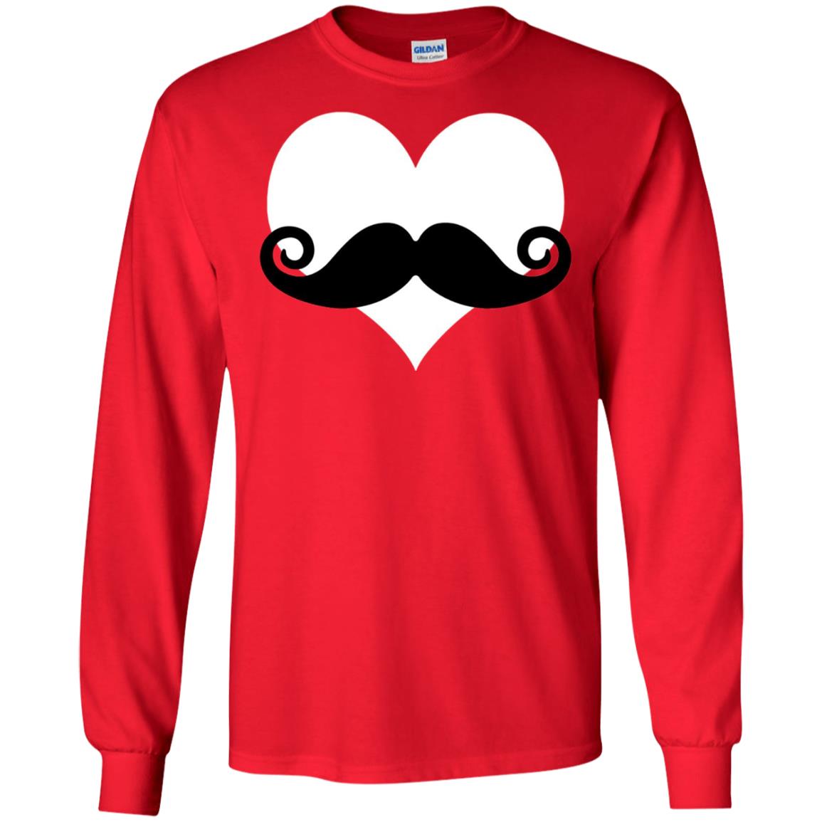 Mustache Heart Valentines Day T-shirt Red