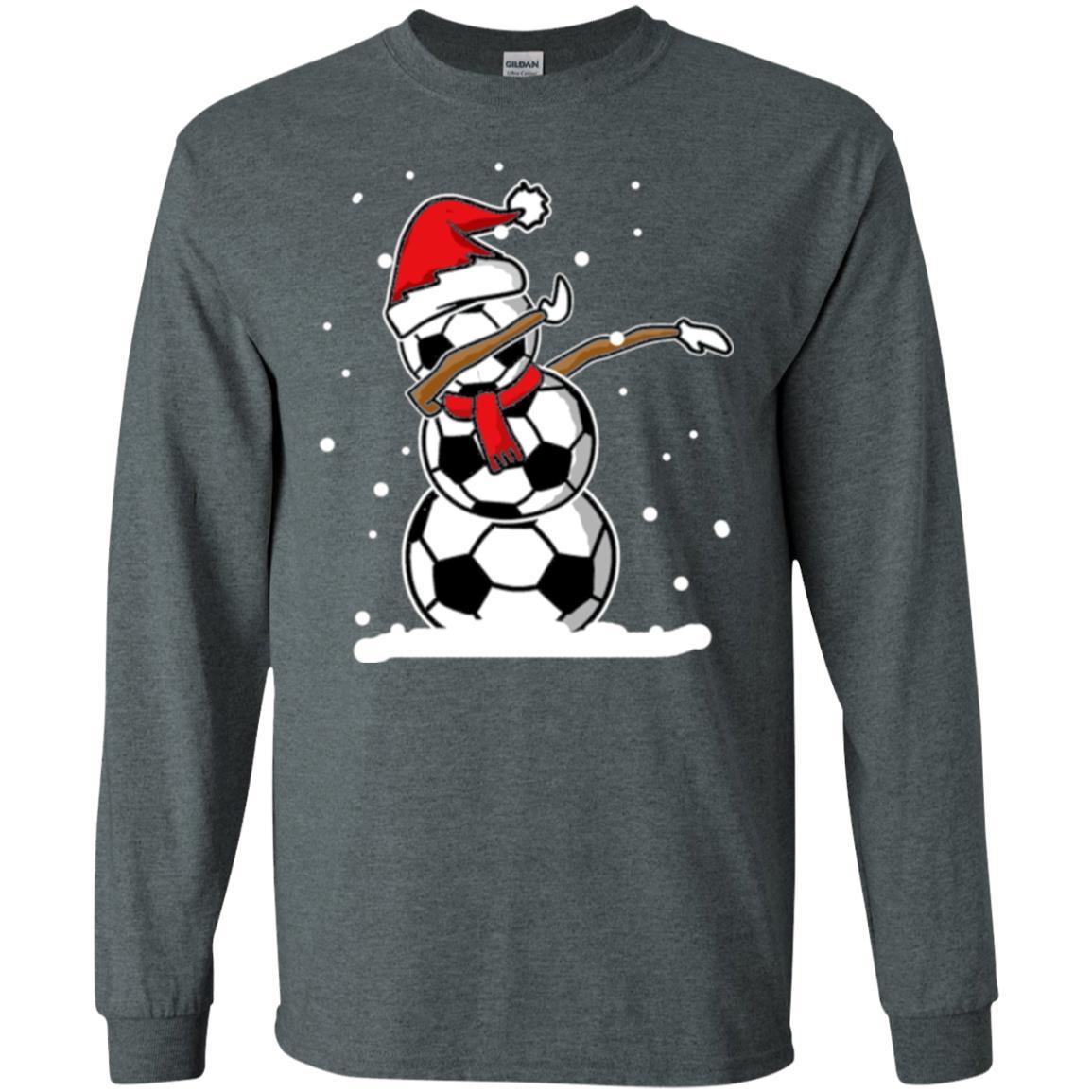Christmas T-shirt Dabbing Snowman Soccer Dark Heather