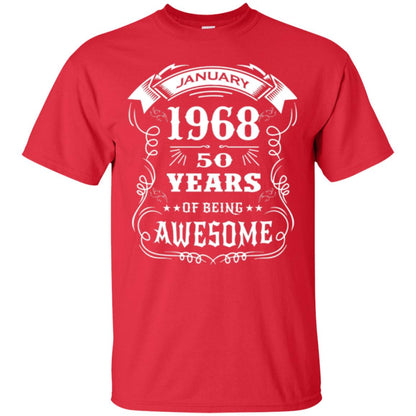 50th Birthday T-shirt Born In January 1968 Red