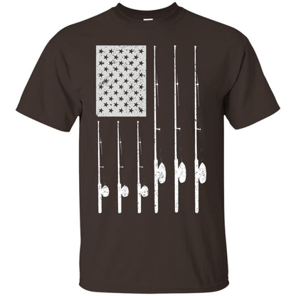 Patriotic Fishing T-shirt American Usa Flag Great Dark Chocolate