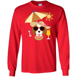 Summer With Beagle Dog Lovers ShirtG240 Gildan LS Ultra Cotton T-Shirt