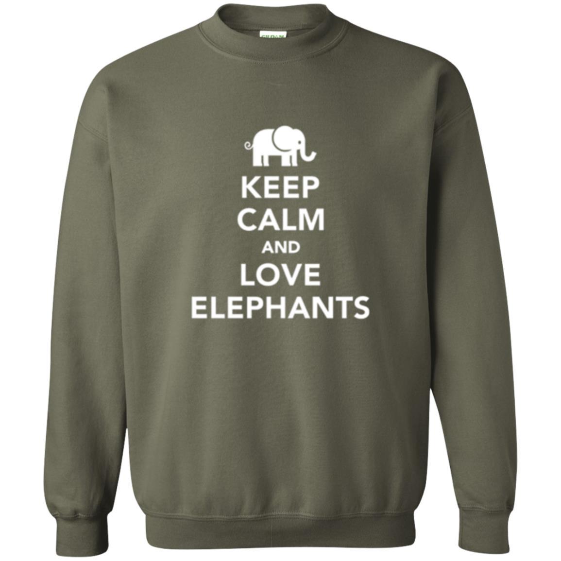 Elephant Lover T-shirt Keep Calm And Love Elephants T-shirt Military Green