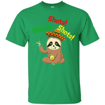 Shots Sloth Cinco De Mayo Tequila T-shirt Irish Green