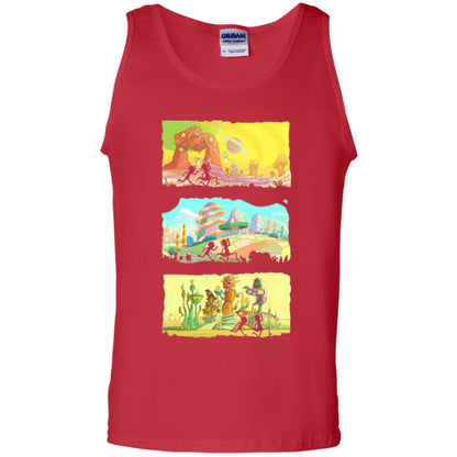 Movie T-shirt Running Silhouettes On Alien Land Red