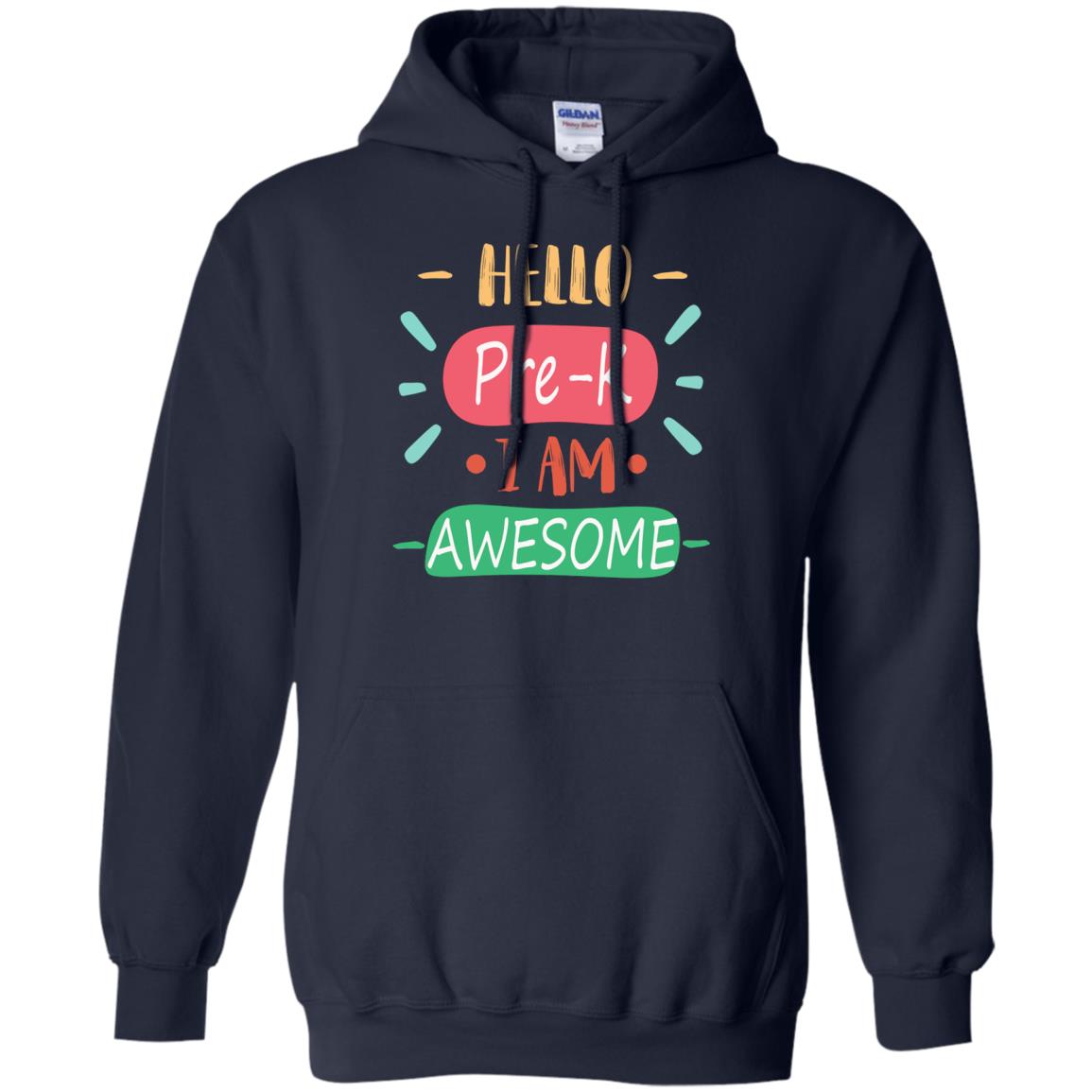 Hello Pre-k Grade I Am Awesome Pre-k Back To School First Day Of School Shirt Navy