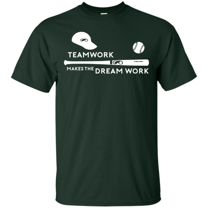 Baseball T-shirt Teamwork Makes The Dream Work Forest Green