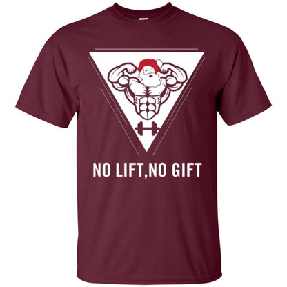 Gymer T-shirt Santa Claus No Lift No Gift Maroon