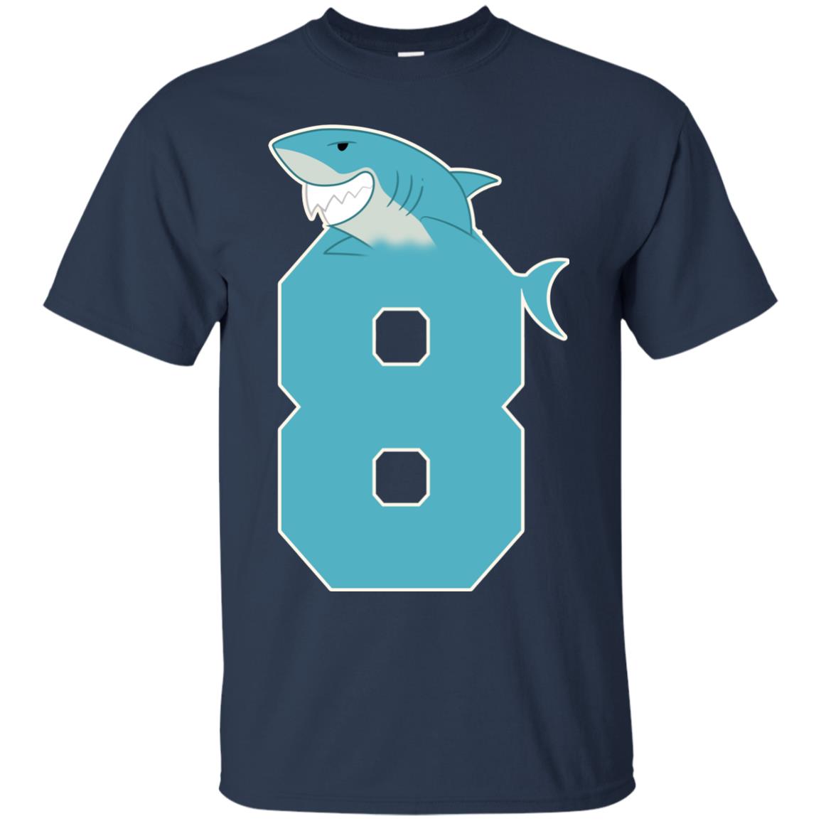 8th Birthday Shark Party Shirt Navy