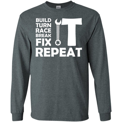 Build Turn Race Break Fix Repeat Racing Shirt Dark Heather