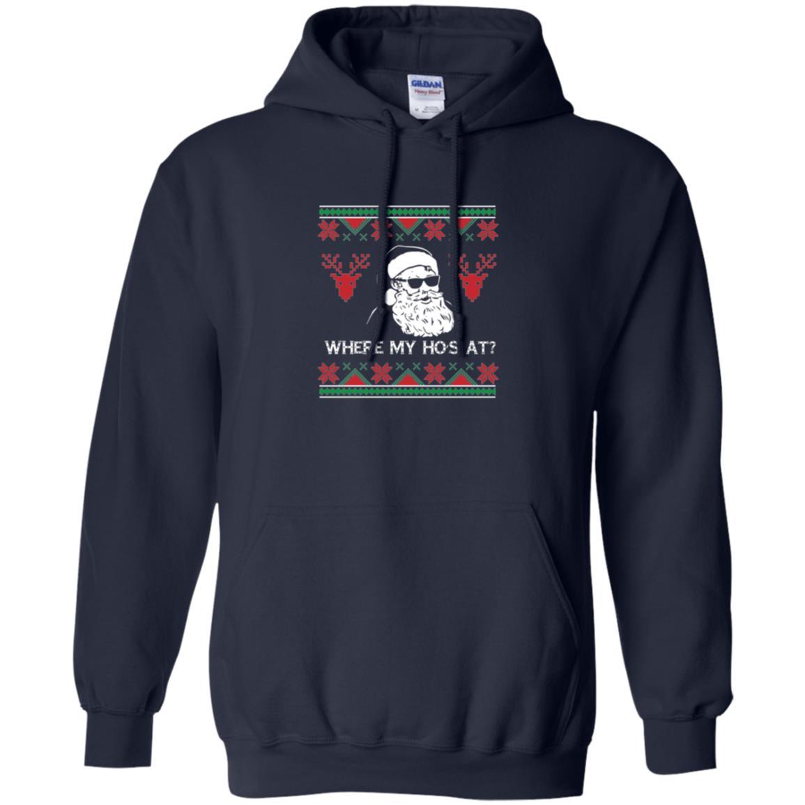 Christmas T-shirt Santa Claus Where My Hos At T-shirt Navy