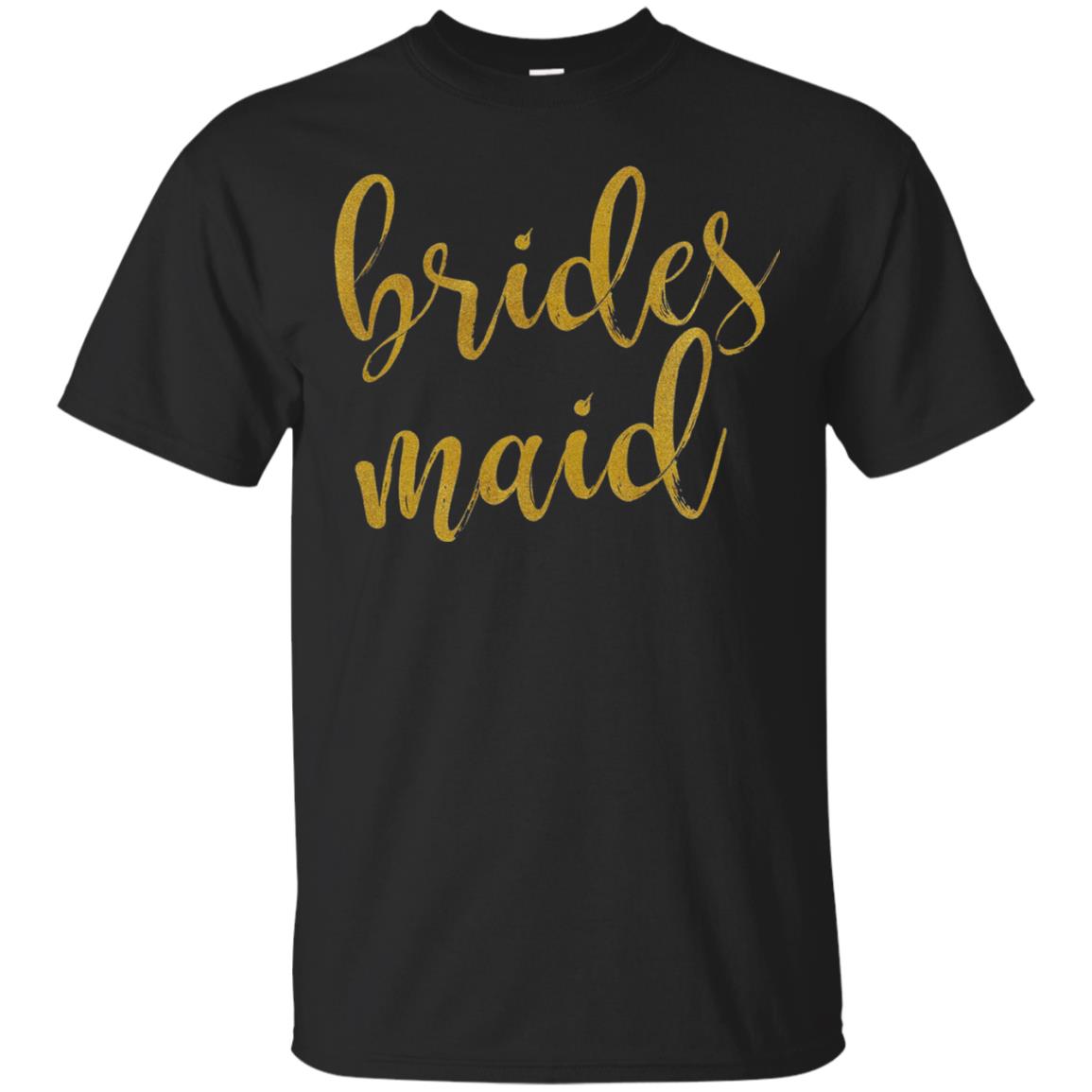 Bridesmaid Gold Glitter Bridal Shower T-shirt Black