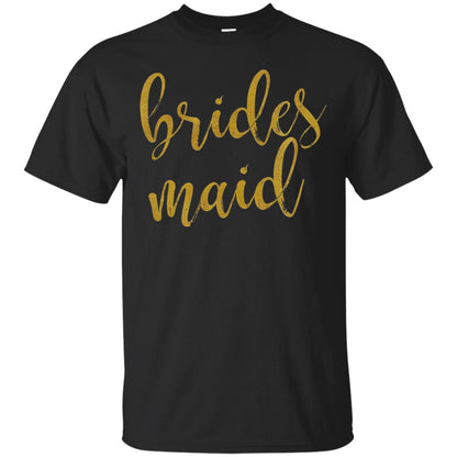 Bridesmaid Gold Glitter Bridal Shower T-shirt Black