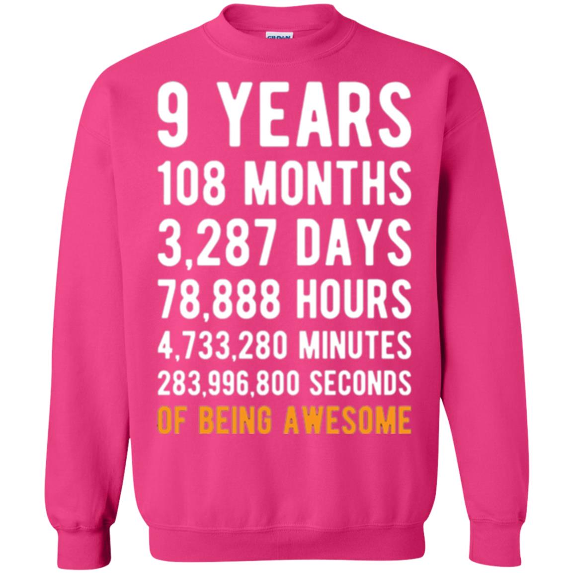9th Birthday T-shirt 9 Years Old Being Awesome Heliconia
