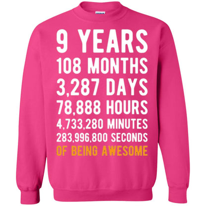 9th Birthday T-shirt 9 Years Old Being Awesome Heliconia