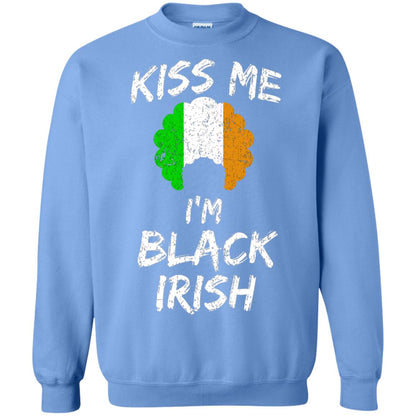 Kiss Me I_m Black Irish Funny St Patrick_s Day T-shirt Carolina Blue