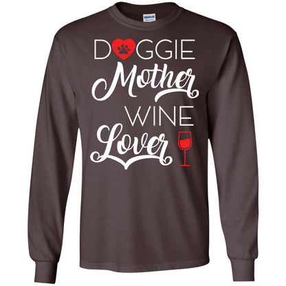 Doggie Mother Wine Lover Dog And Wine Gift Shirt For Mom Dark Chocolate