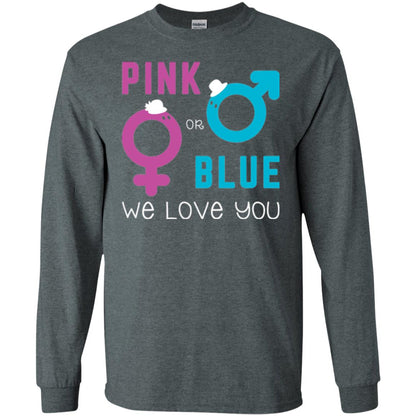 Pink Or Blue We Love You Gender Reveal Party Tshirt Dark Heather