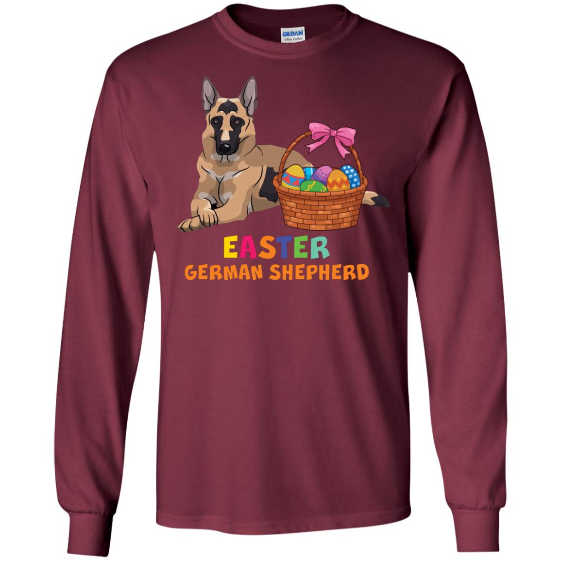 Easter German Shepherd Dog Lover T-shirt For Easter Maroon