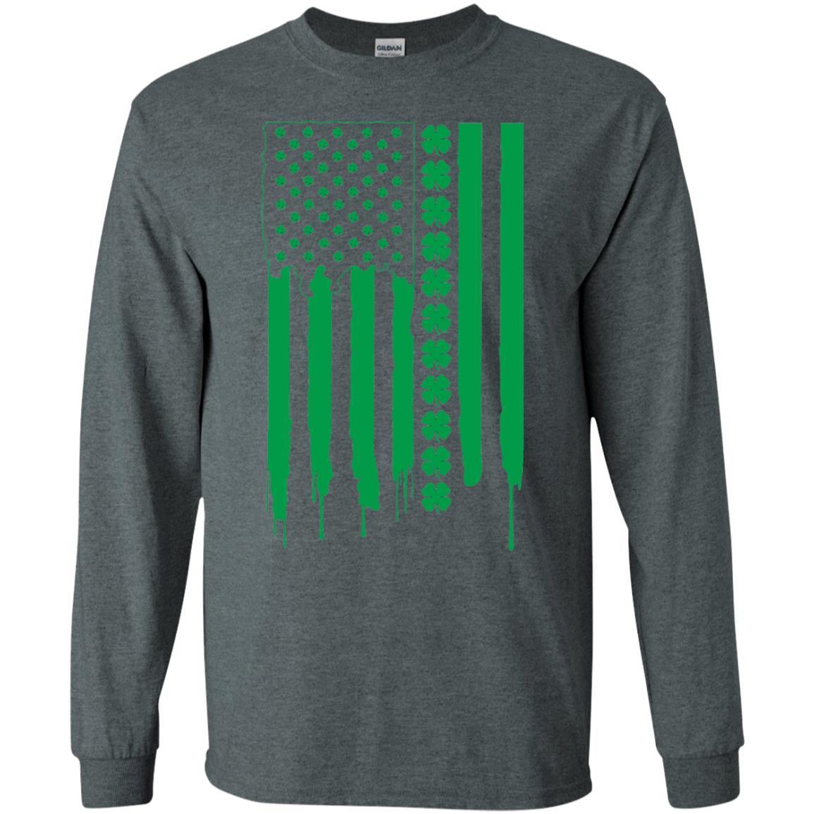 Irish American Flag St Patrick_s Day T-shirt Dark Heather