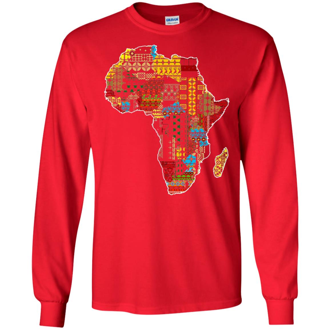 African Pride Traditional Ethnic Pattern Africa Map Shirt Red