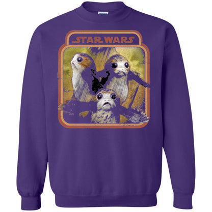 Film T-shirt Star Wars Last Jedi Porg Triplets Retro Box Graphic Purple