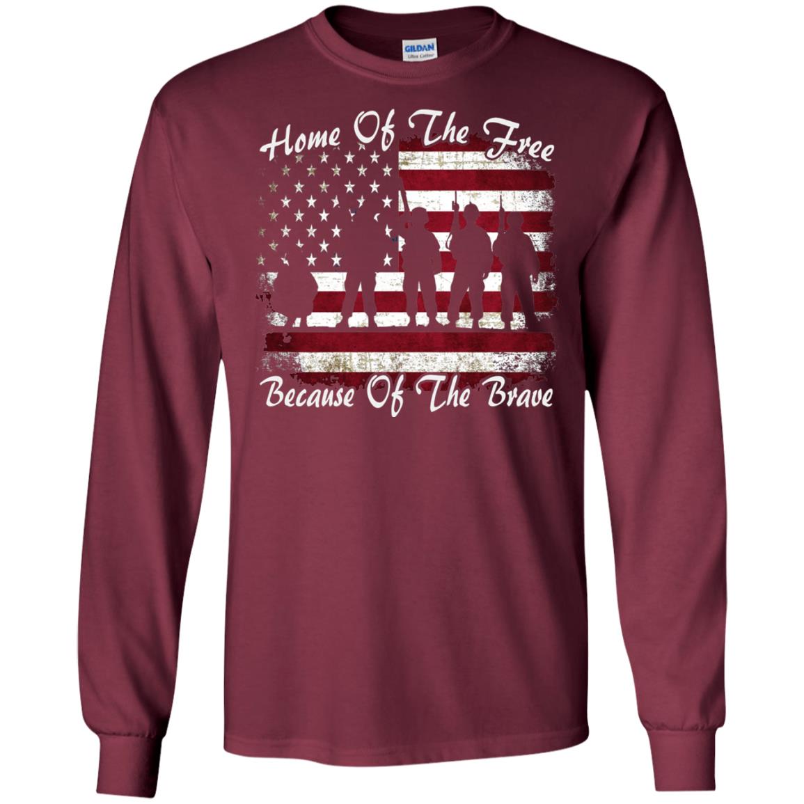 Home Of The Free Because Of The Brave Flag Military Shirt Maroon