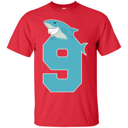 9th Birthday Shark Party Shirt Red