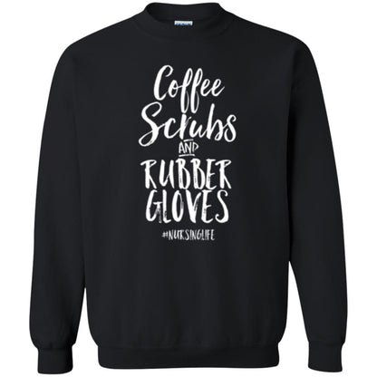 Nurse T-shirt Coffee Scrubs And Rubber Gloves Black