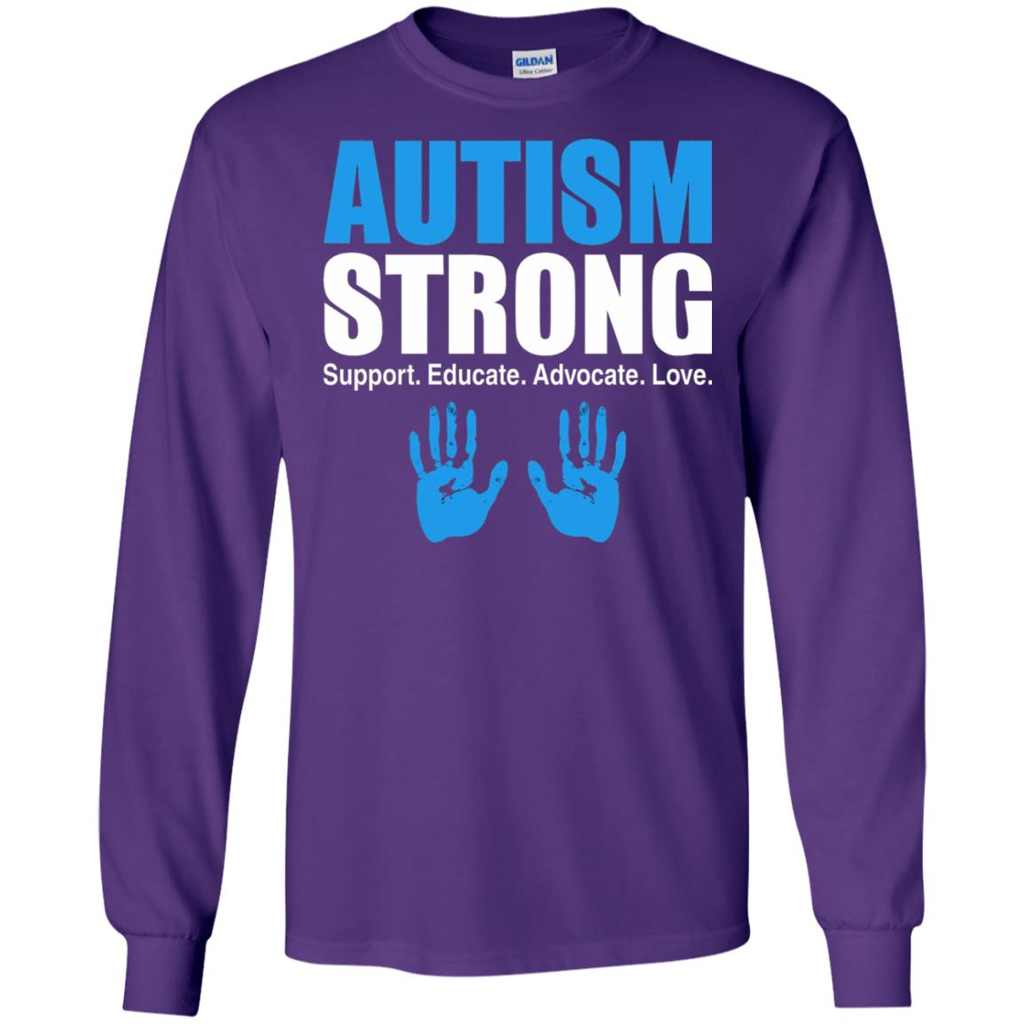 Autism Strong Support Educate Advocate Love T-shirt Purple