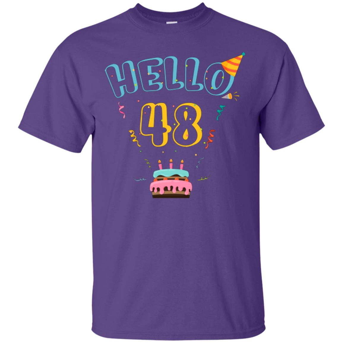 Hello 48 Forty Eight 48th 1970s Birthday Gift Shirt Purple
