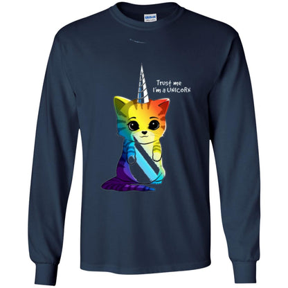 Cat Lovers T-shirt Caticorn Rainbow Trust Me I_m A Unicorn Navy