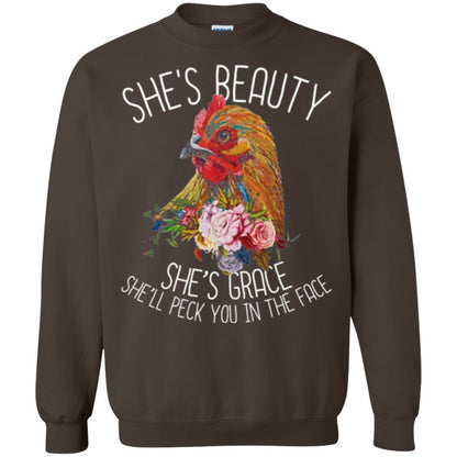 Chicken T-shirt She's Beauty She's Grace Dark Chocolate
