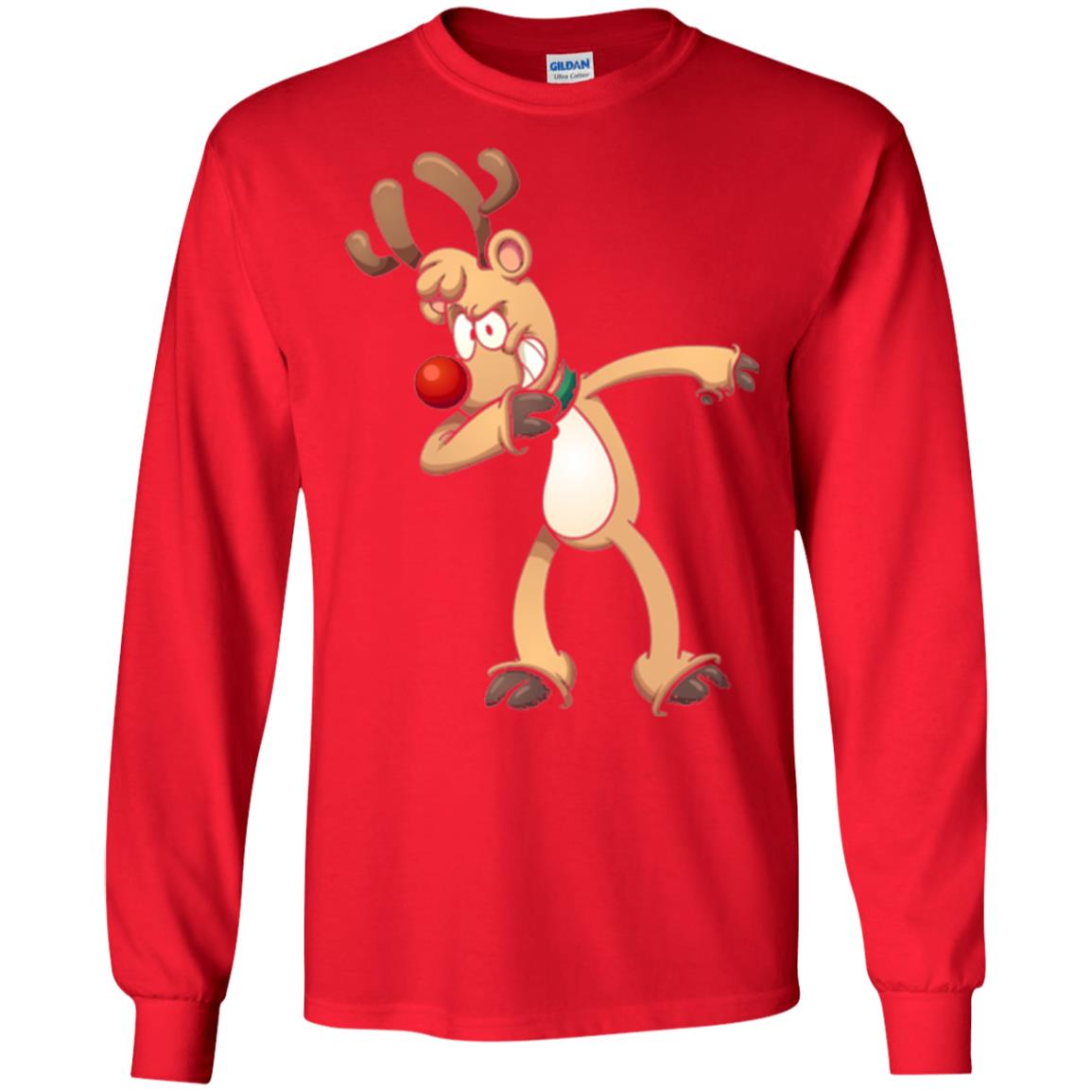 Christmas T-shirt Dabbing Reindeer Red