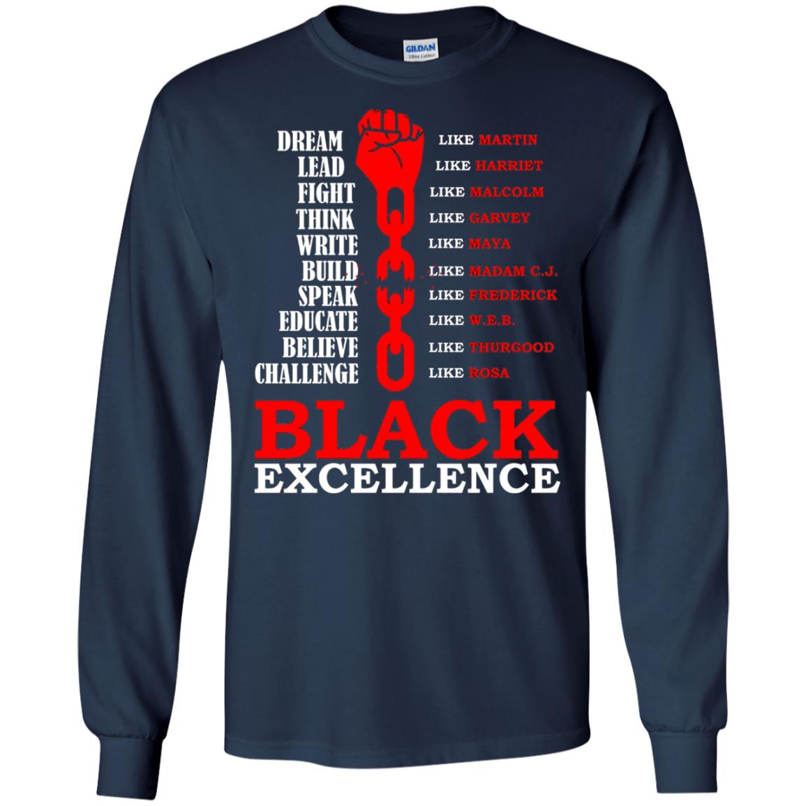 Black Excellence Black Af Proud African American T-shirt Navy