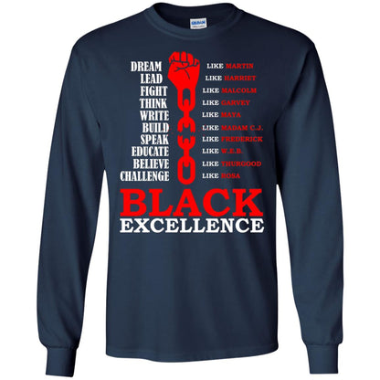 Black Excellence Black Af Proud African American T-shirt Navy