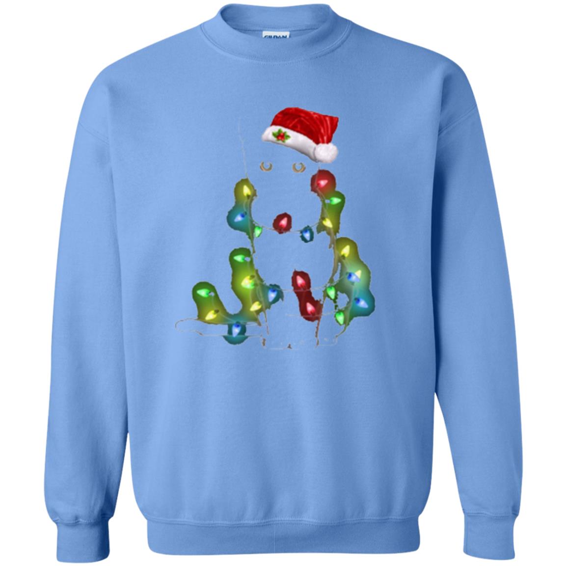 Christmas T-shirt Cat And Lights Carolina Blue