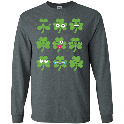 Emoji Shamrock St. Patrick_s Day T-shirt Dark Heather