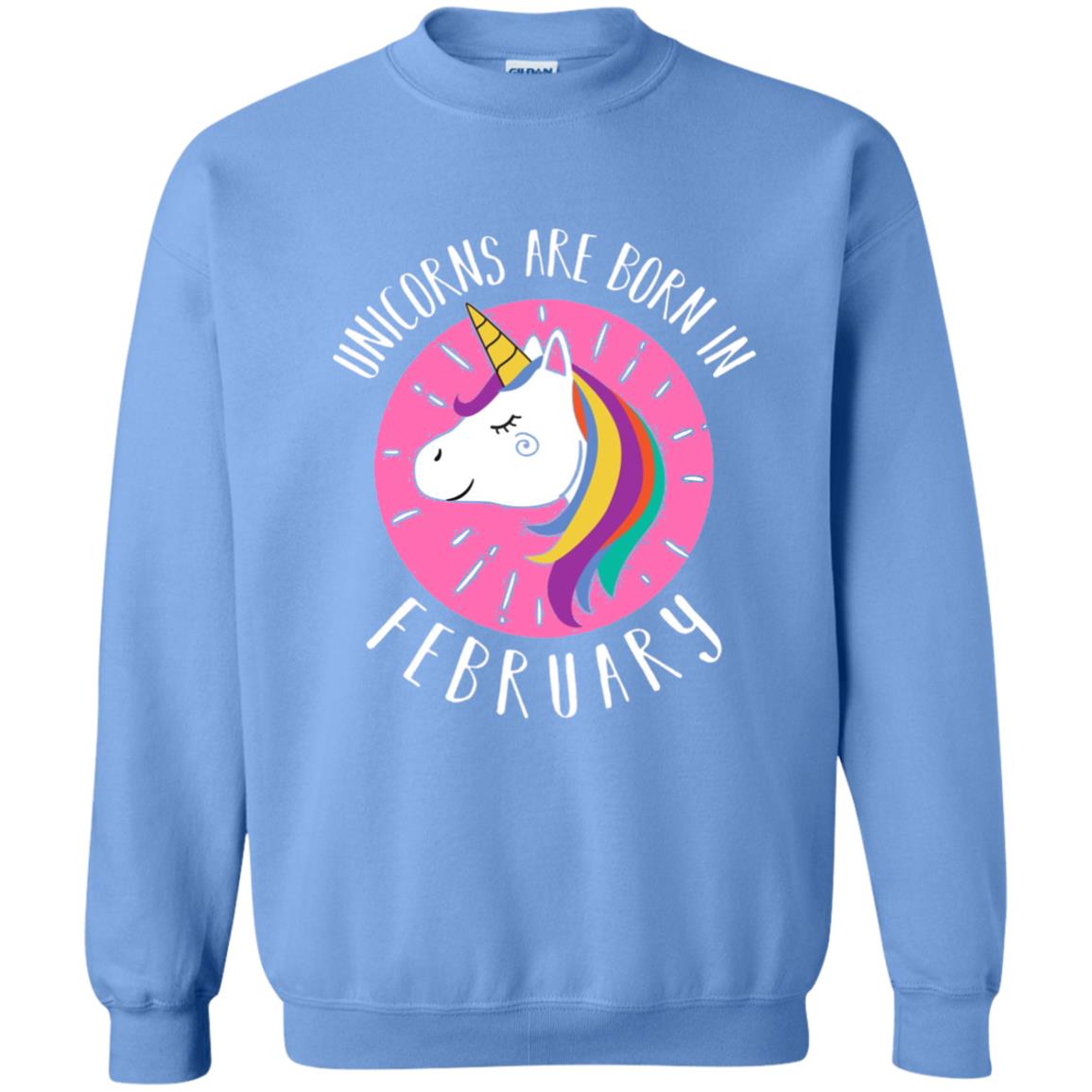 February Birthday T-shirt Unicorns Are Born In February Carolina Blue