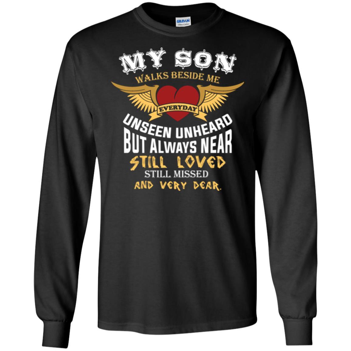 Family T-shirt My Son Walks Beside Me Everyday Black