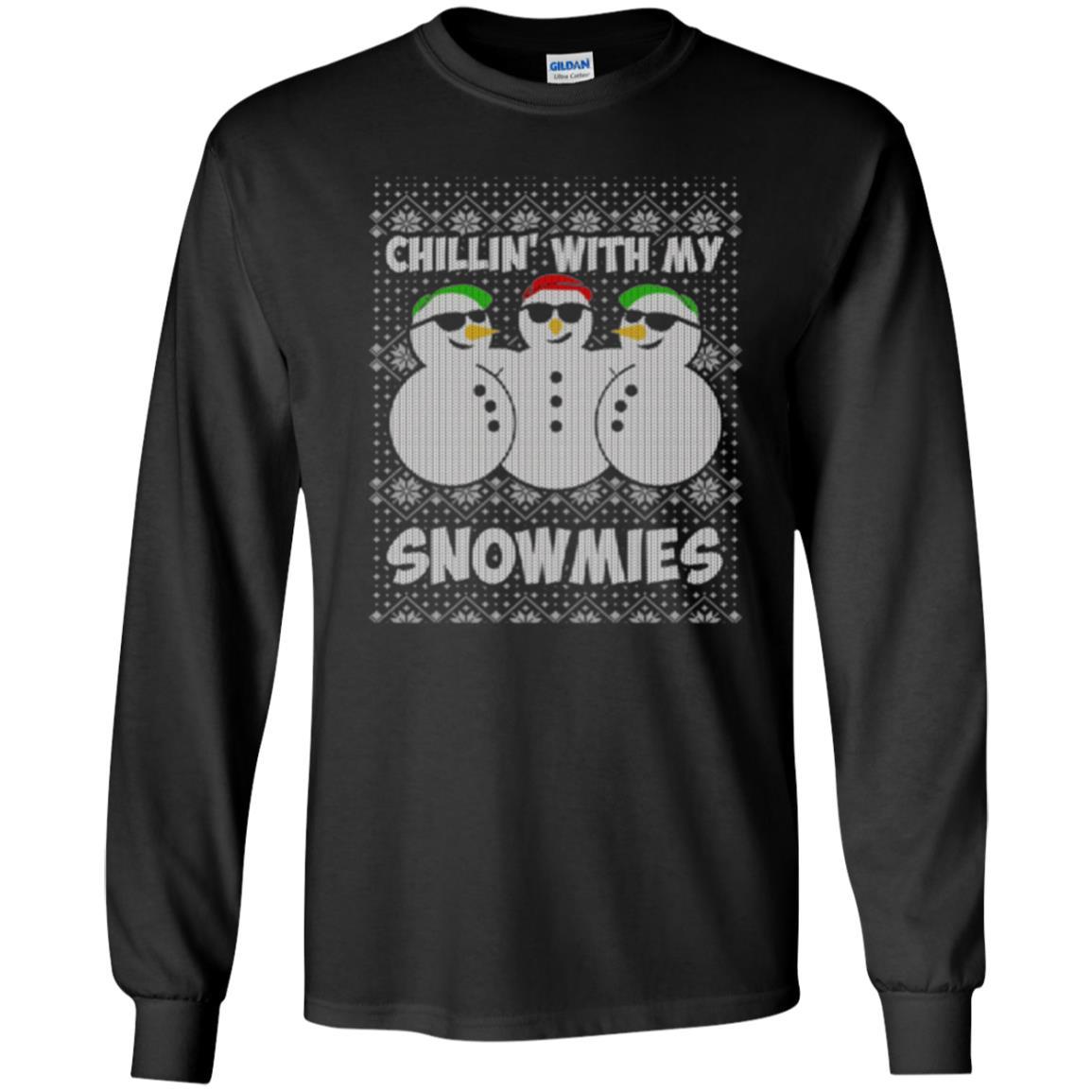Christmas T-shirt Chillin With My Snowmies Black