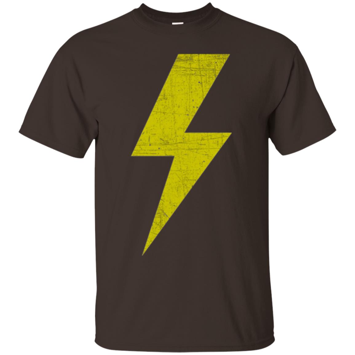 Retro Distressed Yellow Lighting Bolt T Shirt Dark Chocolate