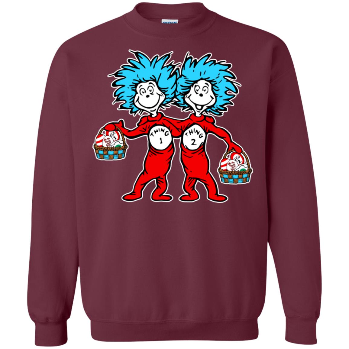 Dr. Seuss Thing 1 Thing 2 Easter Egg T-shirt Maroon